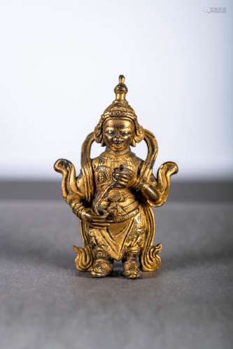 Sino-Tibetan statue in gilt bronze 'weituo', 18th century (h...