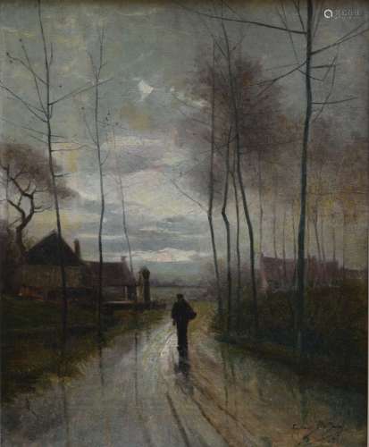 Gustaaf De Smet 1896: tableau (h/t) 'vue d'un village' (52x4...