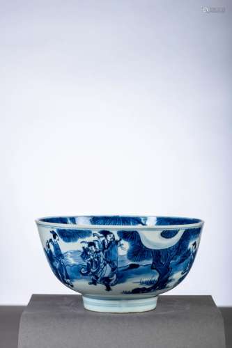 Bol en porcelaine de Chine blancbleu 'immortels', marque, 17...