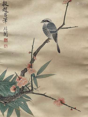 近現代 於非闇 花鳥 紙本設色 鏡心