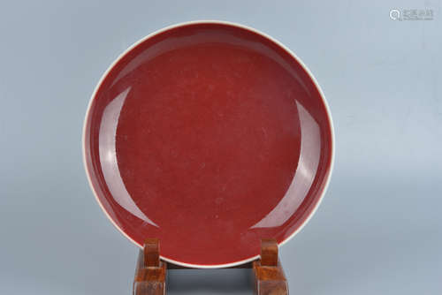 A red glazed dish