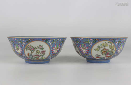 Qing Daoguang famille-rose floral bowl with open window