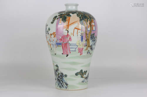 A Qing Yongzheng famille-rose famille-rose vase with figures...