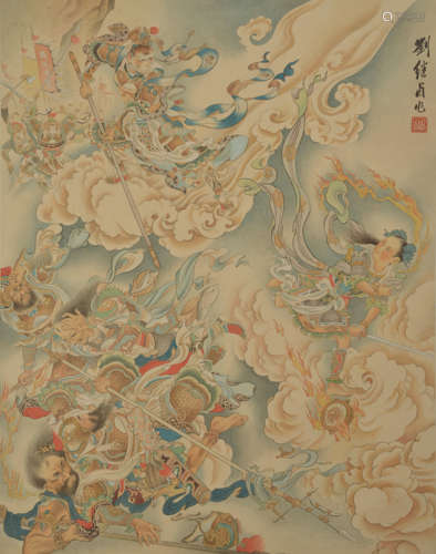 Liu Jizhou, Nezha at War, standing scroll