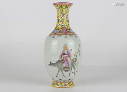 A Qing 'Juren tang' famille-rose vase with figures in verse