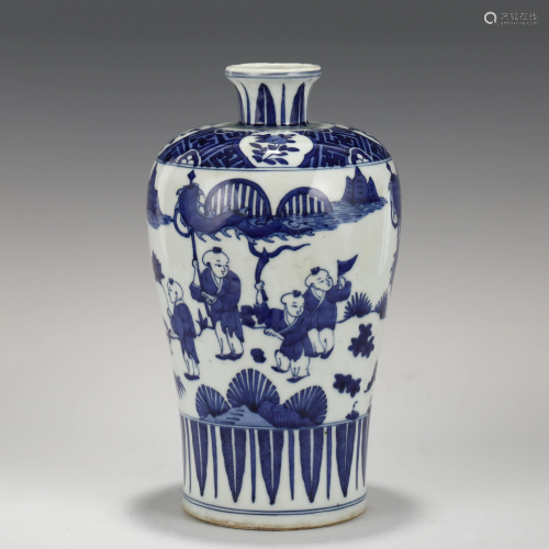 MING BLUE & WHITE FIGURINES MEIPING JAR
