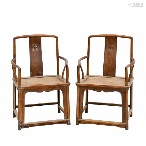 PAIR HUANGHUALI SOUTHERN OFFICER ARMCHAIRS