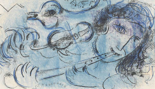 馬克·夏加爾  吹笛 版畫