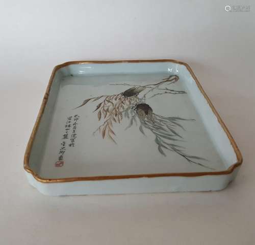 Chinese Qiangjiangcai Color Porcelain Tea Plate