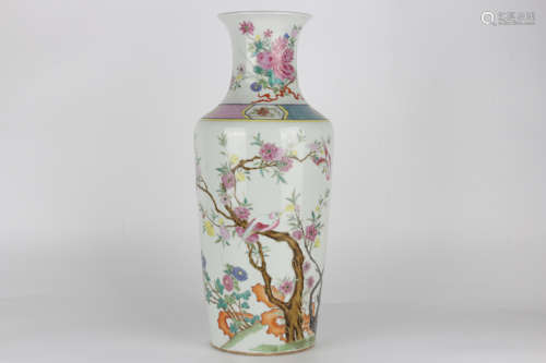 A famille-rose floral and floral guanyin vase, Qing Yongzhen...