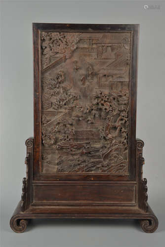 Qianlong rosewood inset screen