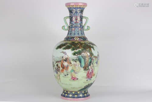 A Qianlong famille-rose famille-rose amphora with a gatherin...