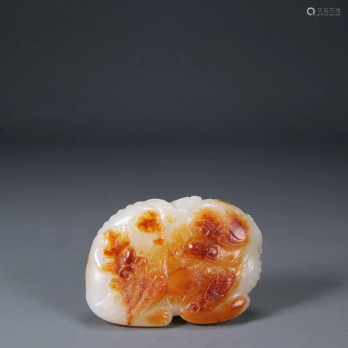 Qing Dynasty - White Jade with Russet Skin Lion Hand