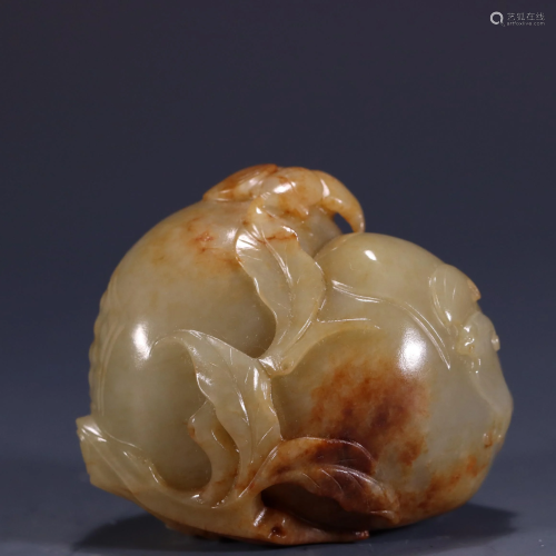 Qing Dynasty - White Jade Peach Hand Pieces