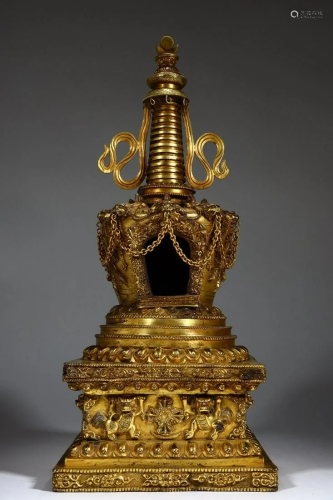 Gilt Bronze Stupa