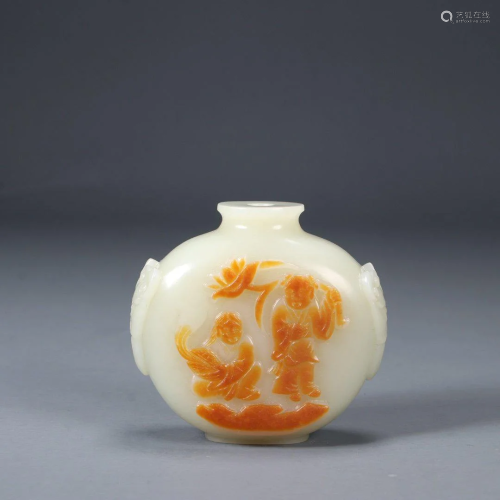 Qing Dynasty - White Jade with Russet Skin He-He Er