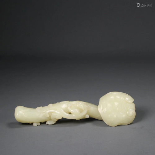 Qing Dynasty - White Jade 'Chilong' Ruyi Ornament