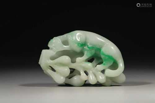 Qing Dynasty - Jadeite 'Squirrel & Grapes' Hand Pieces