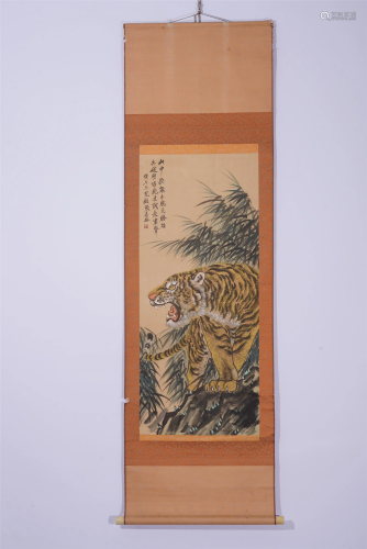 A CHINESE PAINTING OF TIGER