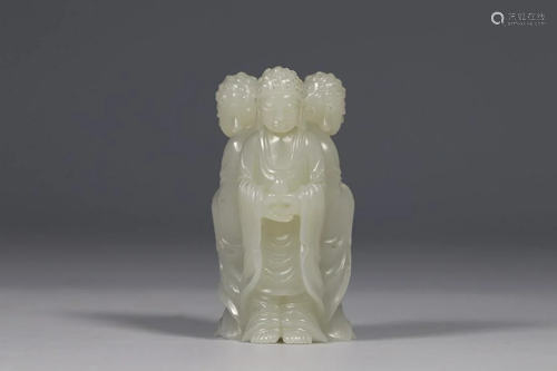 Qing Dynasty - White Jade Tryadhva-buddhah Hand Pieces