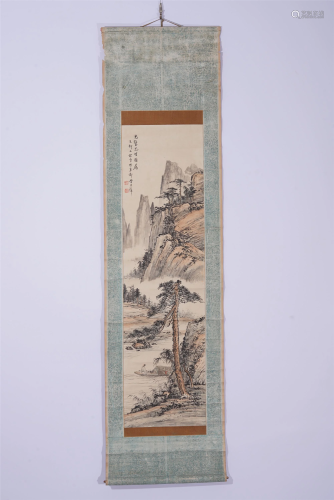 A CHINESE LANDSCAPE PAINTING HANGING SCROLL