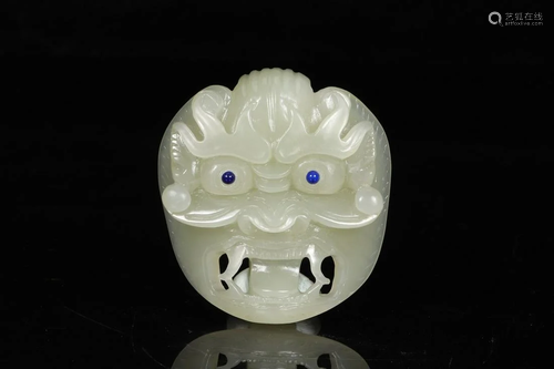 White Jade Beast Face Belt Buckle