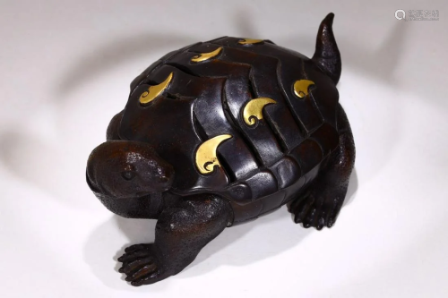 Gilt Bronze Turtle Incense Burner Ornament