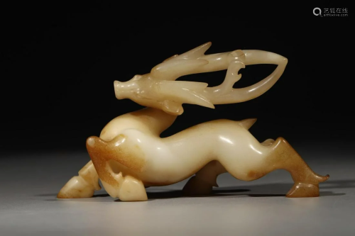 Qing Dynasty - White Jade Deer Ornament