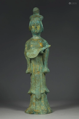 Gilt Bronze Lady Standing Figure