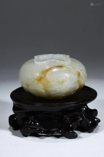 Qing Dynasty - White Jade 'Plum' Brush Washer