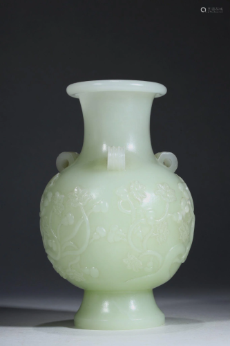 Qing Dynasty - White Jade 'Floral' Vase