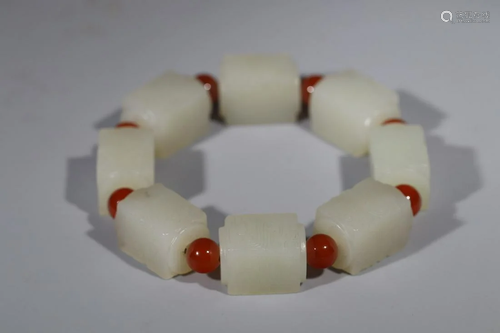 White Jade Cong Shaped Bracelet