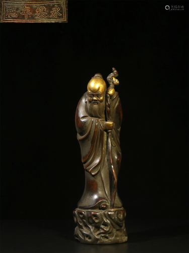 Gilt Copper Statue of An Aged Man