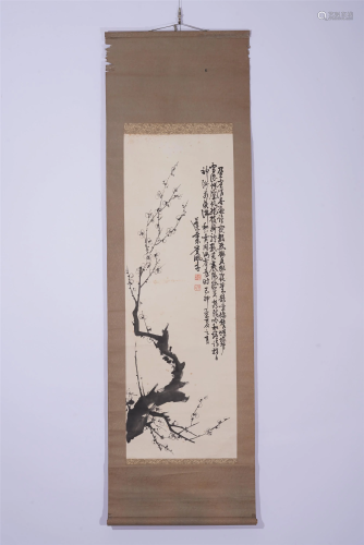 A CHINESE INK PAINTING OF PLUM BLOSSOMS