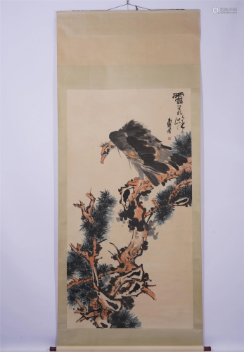 A CHINESE PAINTING OF VULTURE ON PINE
