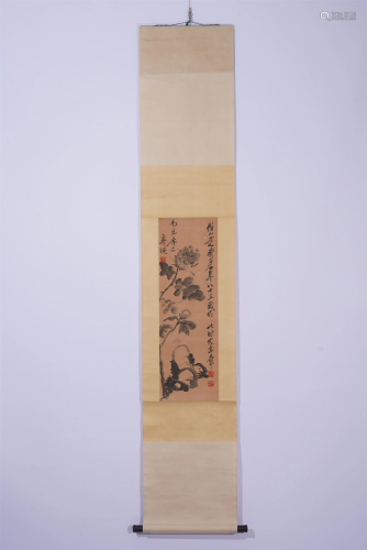 A CHINESE INK PAINTING OF FLOWERS