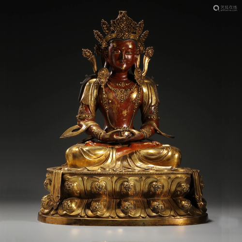 Bronze gilt body painted Buddha