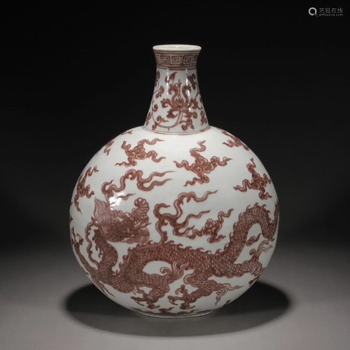 Ancient dragon pattern moon glaze bottle