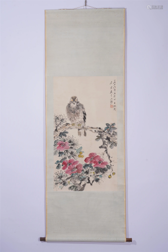 A CHINESE PAINTING OF BIRD AND FLOWERS