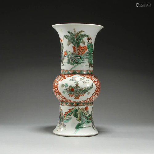 Qing dynasty pastel glazed figure flower sacrificial