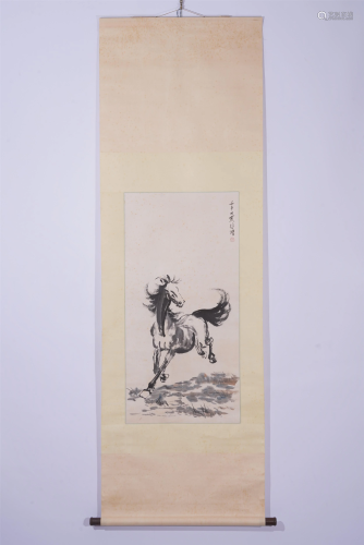 A CHINESE PAINTING OF GALLOPING HORSE
