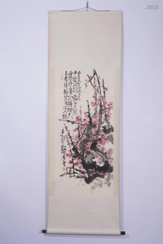 A CHINESE PAINTING OF PLUM BLOSSOMS