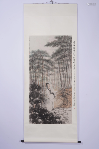 A CHINESE PAINTING OF SCHOLAR IN PINEWOOD