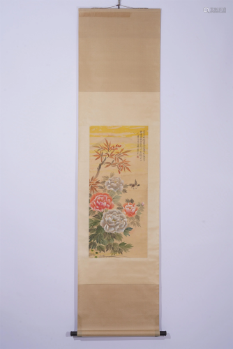 A CHINESE PAINTING OF FLORAL AND BIRD