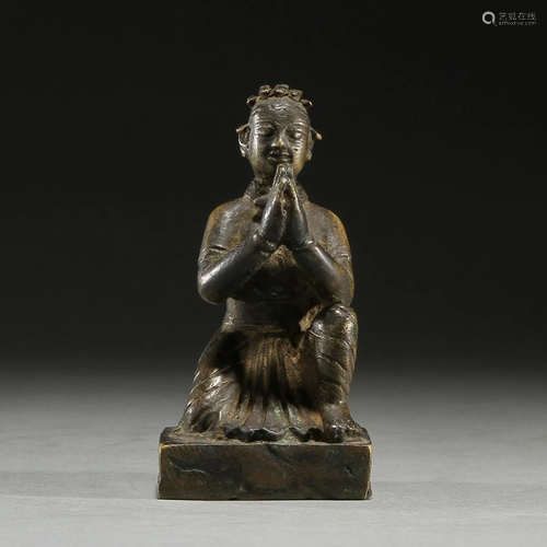 Qing Dynasty copper kneeling