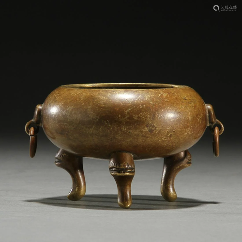 Three-legged and two-aural censer, Qing Dynasty