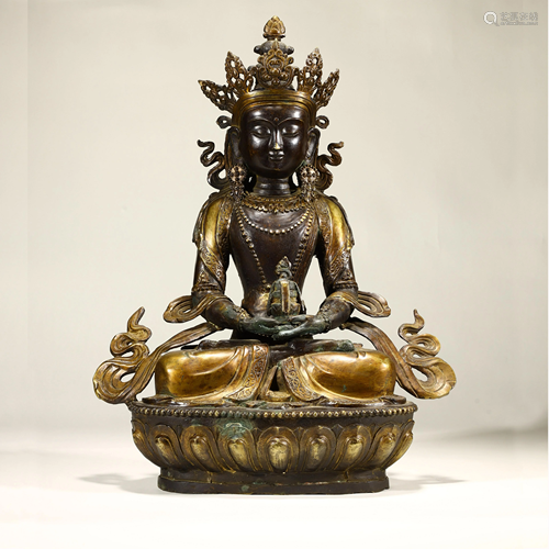 Qing Dynasty, partially gilded bronze statues