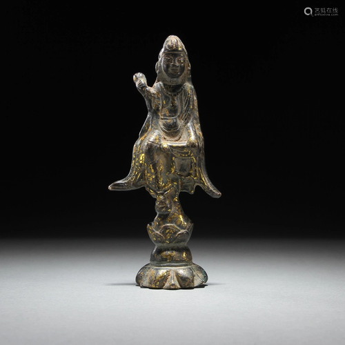 Ancient Gilt Bronze Buddha Statue(Gilt shedding)