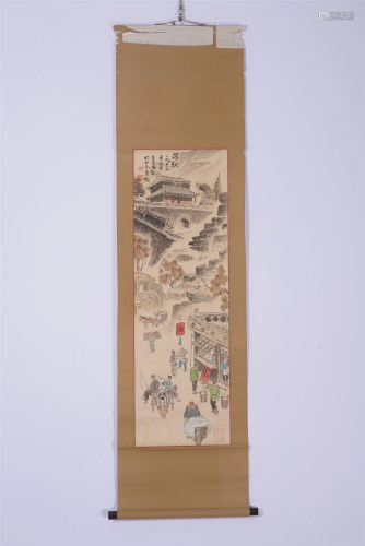 A CHINESE PAINTING DEPICTING LIFE SCENE