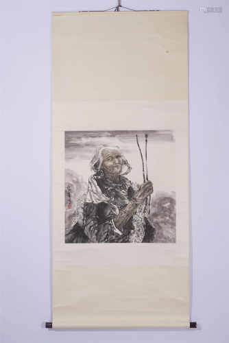 A CHINESE FIGURE PAINTING HANGING SCROLL